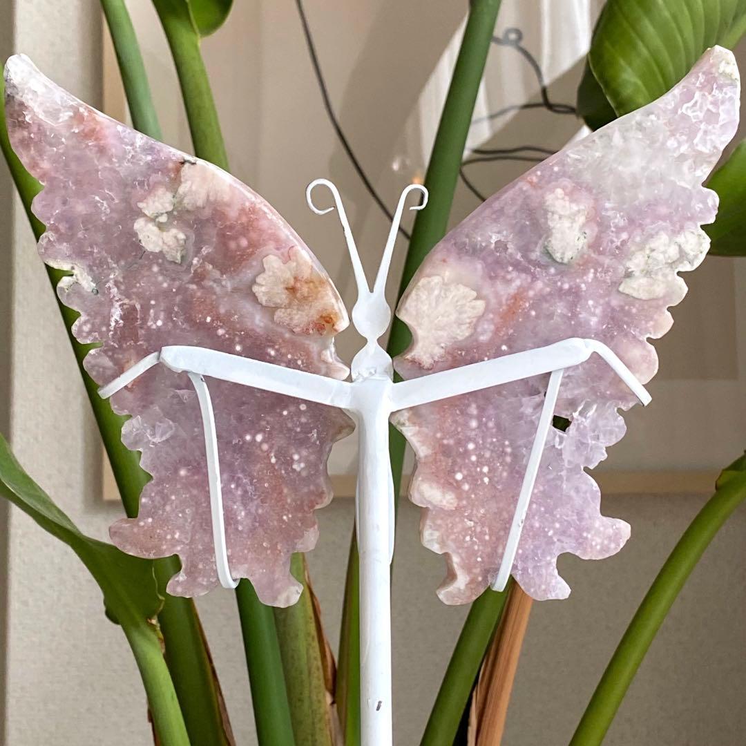 ★★★破格 大特価【 ピンクアメジスト フラワーアゲート バタフライ 】