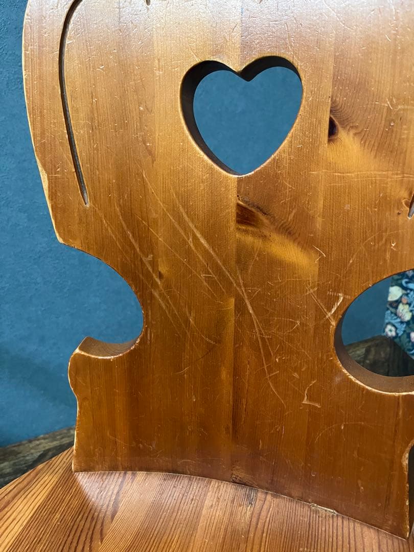 木製カントリー ダイニングチェア 椅子 インテリア ハート型 パイン材
