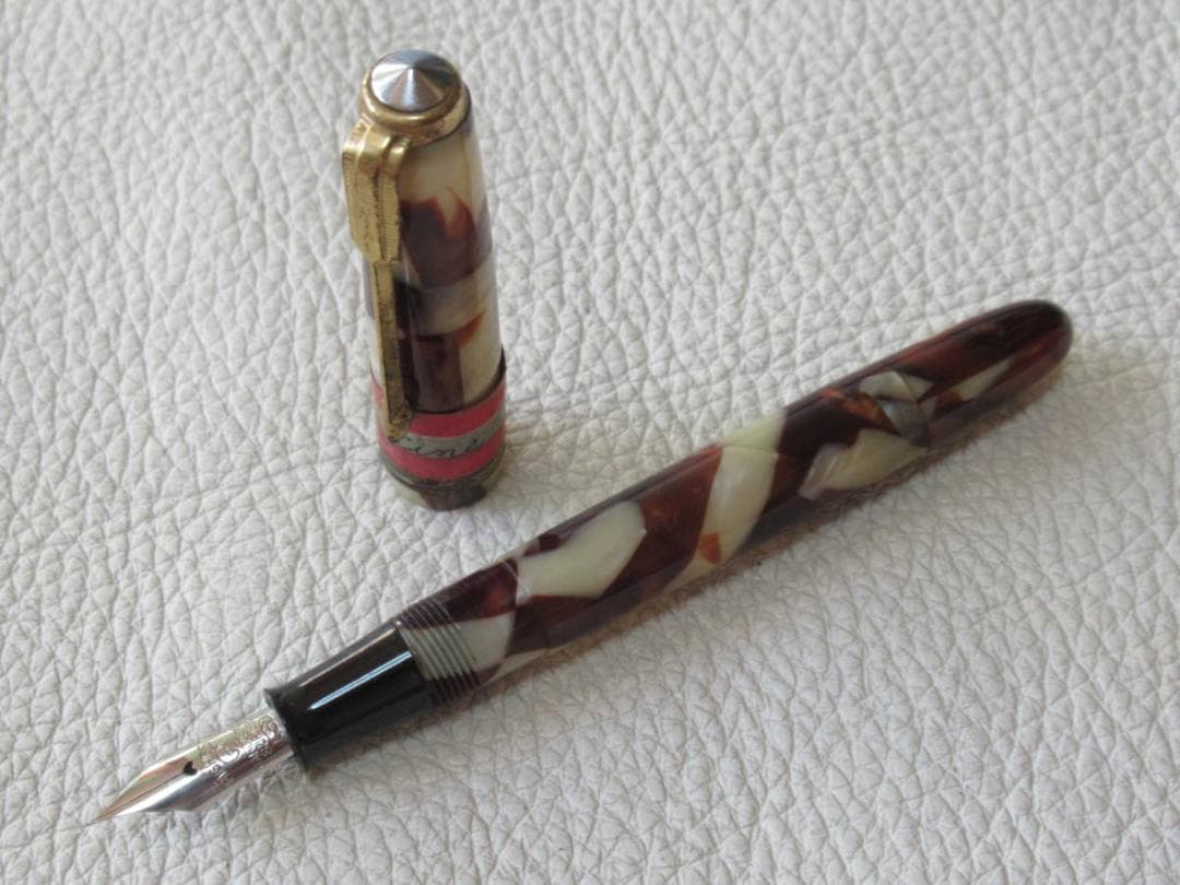 未未使用 1950年頃 ラベル付◆杉田万年筆 ライン セルロイド製 ペン先細字