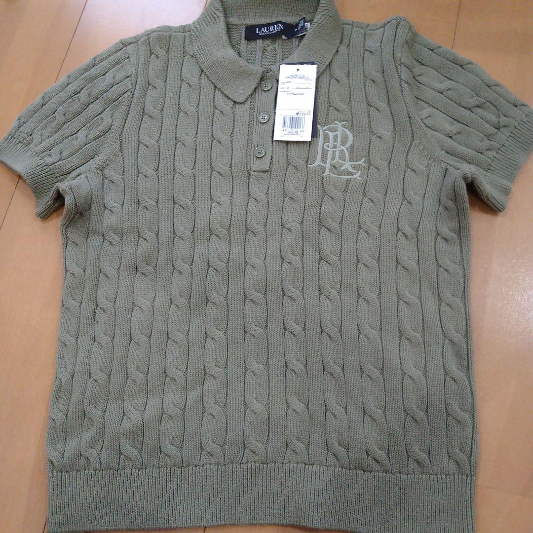 ローレンラルフローレン　ロゴ刺繍　ケーブルニット　半袖ポロシャツ　新品