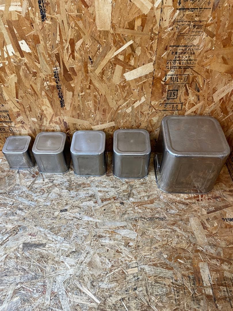 C(7588) ユキワ 深型 角キッチンポット 5個 ステンレス 業務用 厨房用