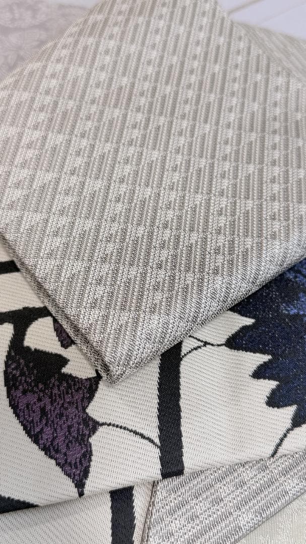 帯５　天然灰汁発酵建藍染からみ菊花　名古屋帯　新品未使用 正絹