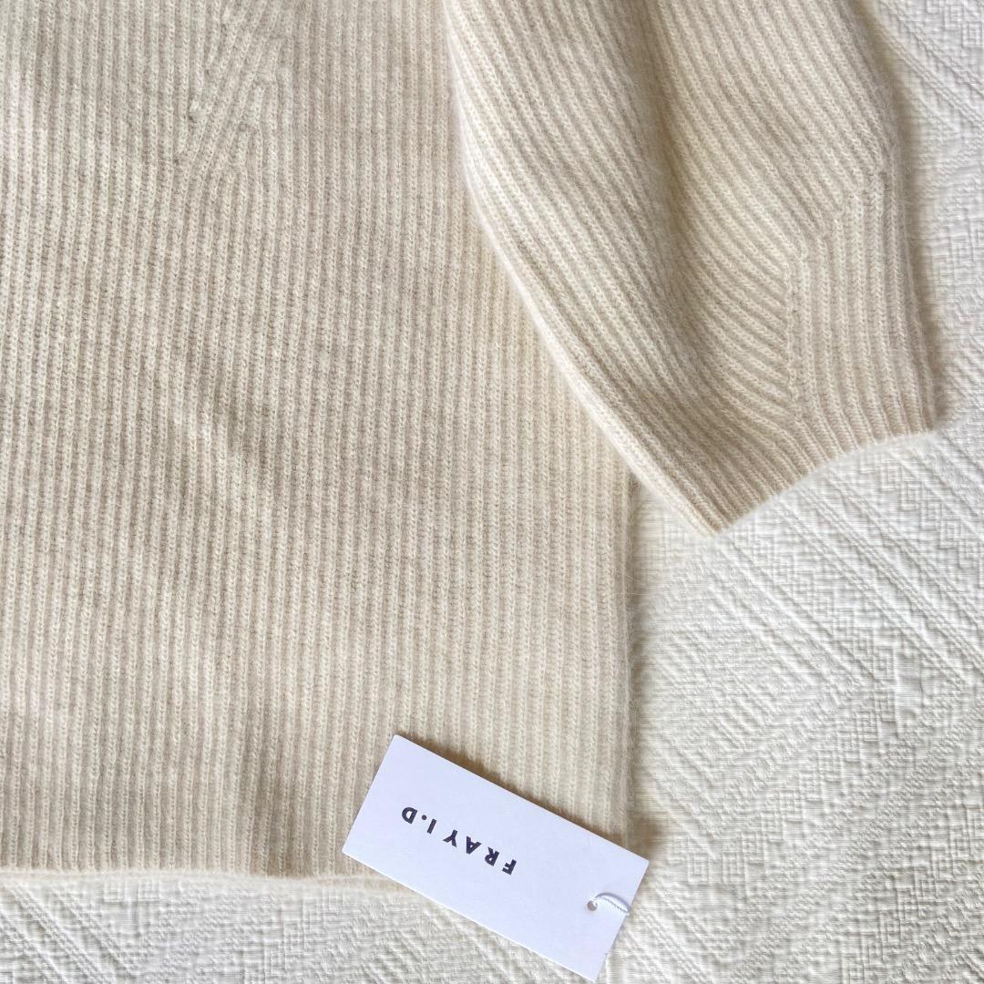 タグ付き未使用　FRAY I.D ラクーンニット　ミニワンピース　アイボリー