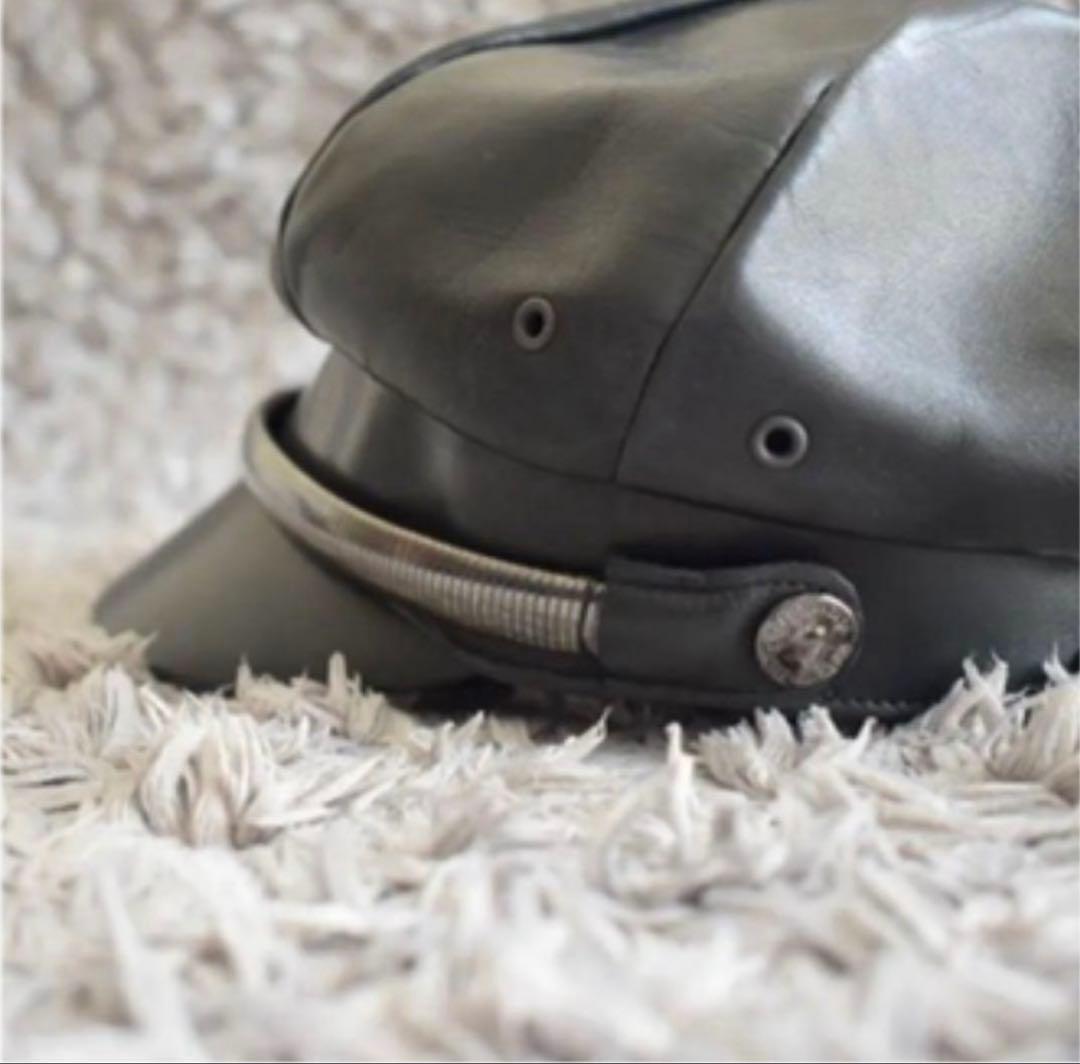 Christian Dada ブラックレザーキャスケット