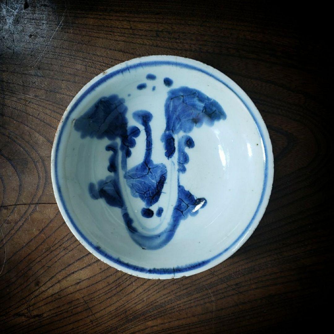 古染付　皿　なずな　草文様　中国骨董　鉢　丼　茶碗
