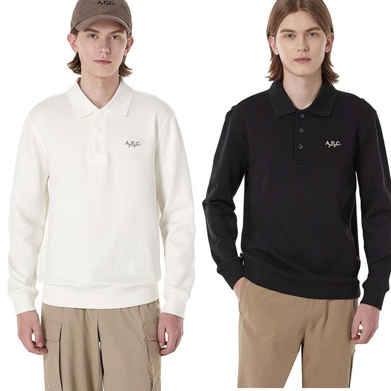 【S】papy 　A.P.C. 襟付きトップス ブラック 長袖ポロシャツ