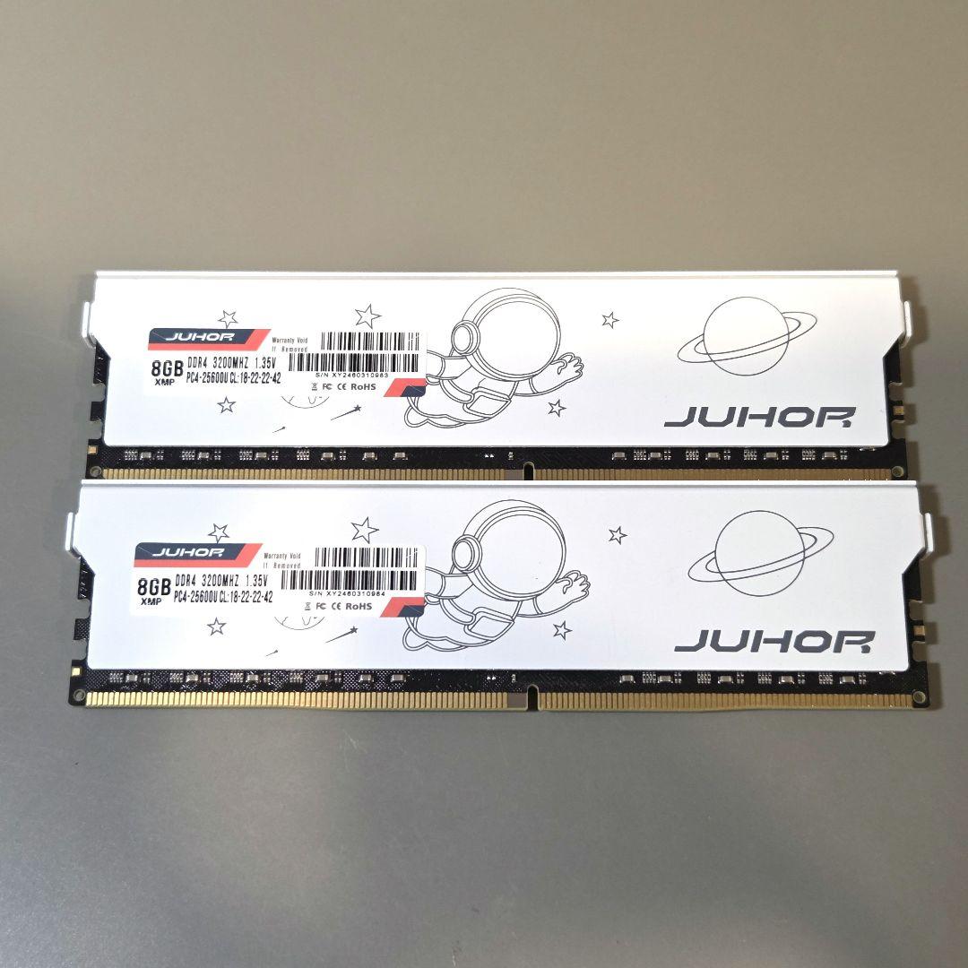 JUHOR DDR4 3200MHz 8GB 2枚 16GB 白