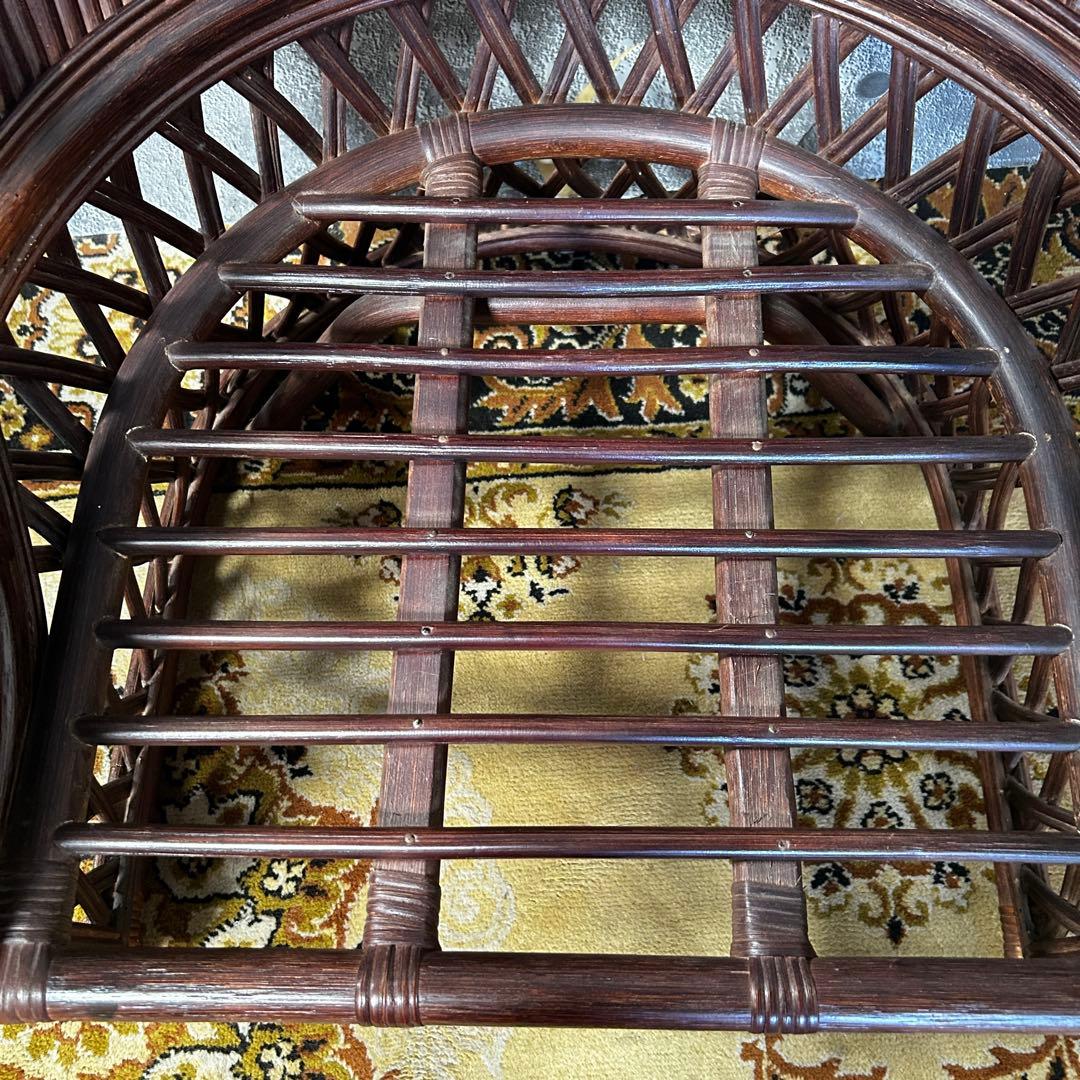 ꧁籐素材꧂クッション付ラタンアームソファ&ガラステーブルセット高座椅子 チェア