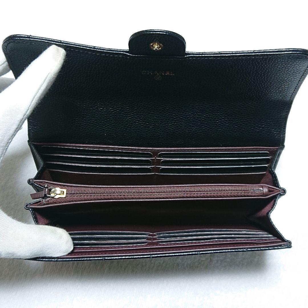 【美品】CHANEL キャビアスキン マトラッセ タイムレスクラシック 長財布