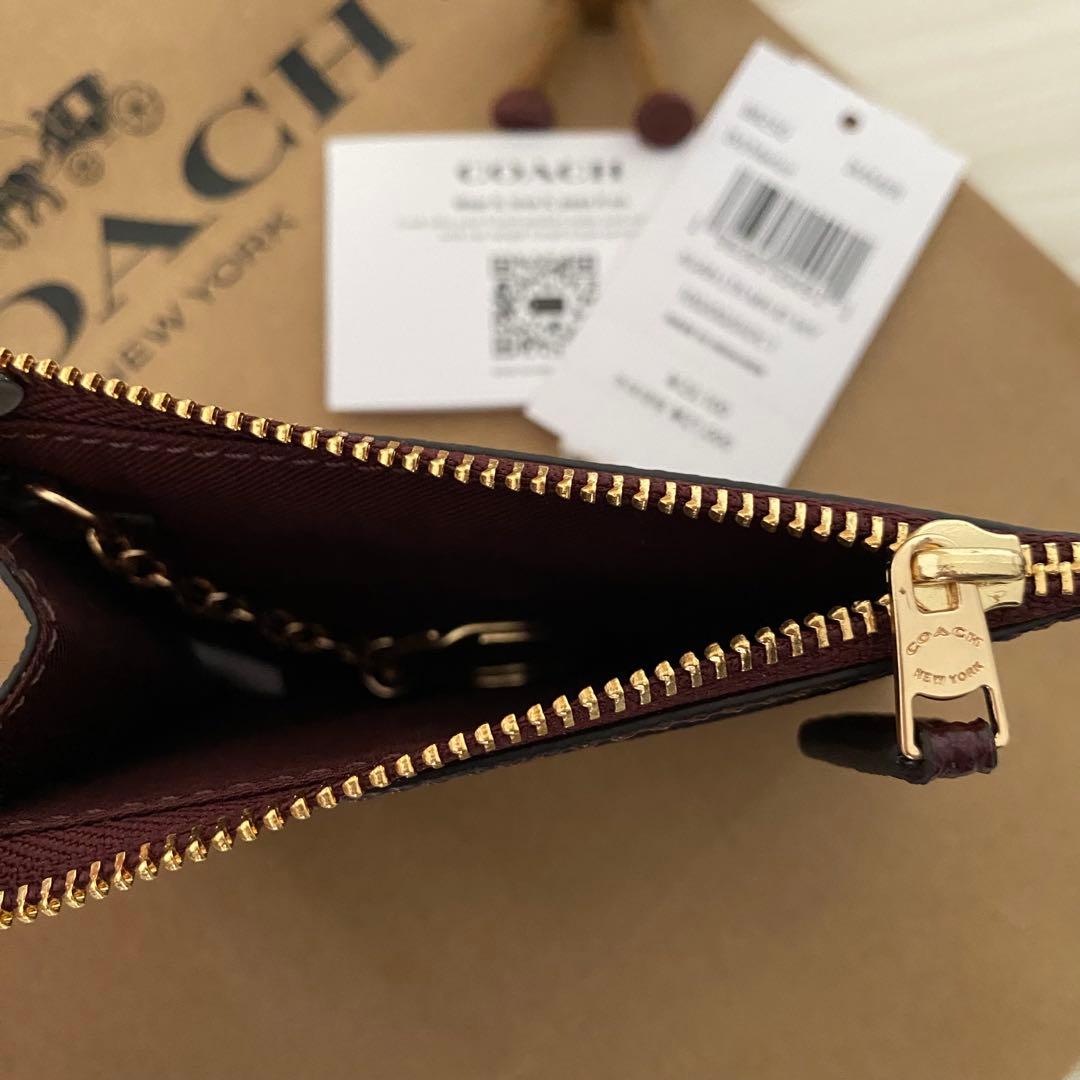 18 新品 COACH ケース ボルドー レッド 小銭入れ財布