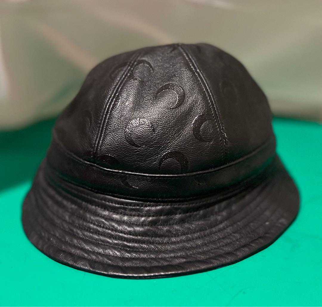 MARINE SERRE レザーバケットハット ブラック