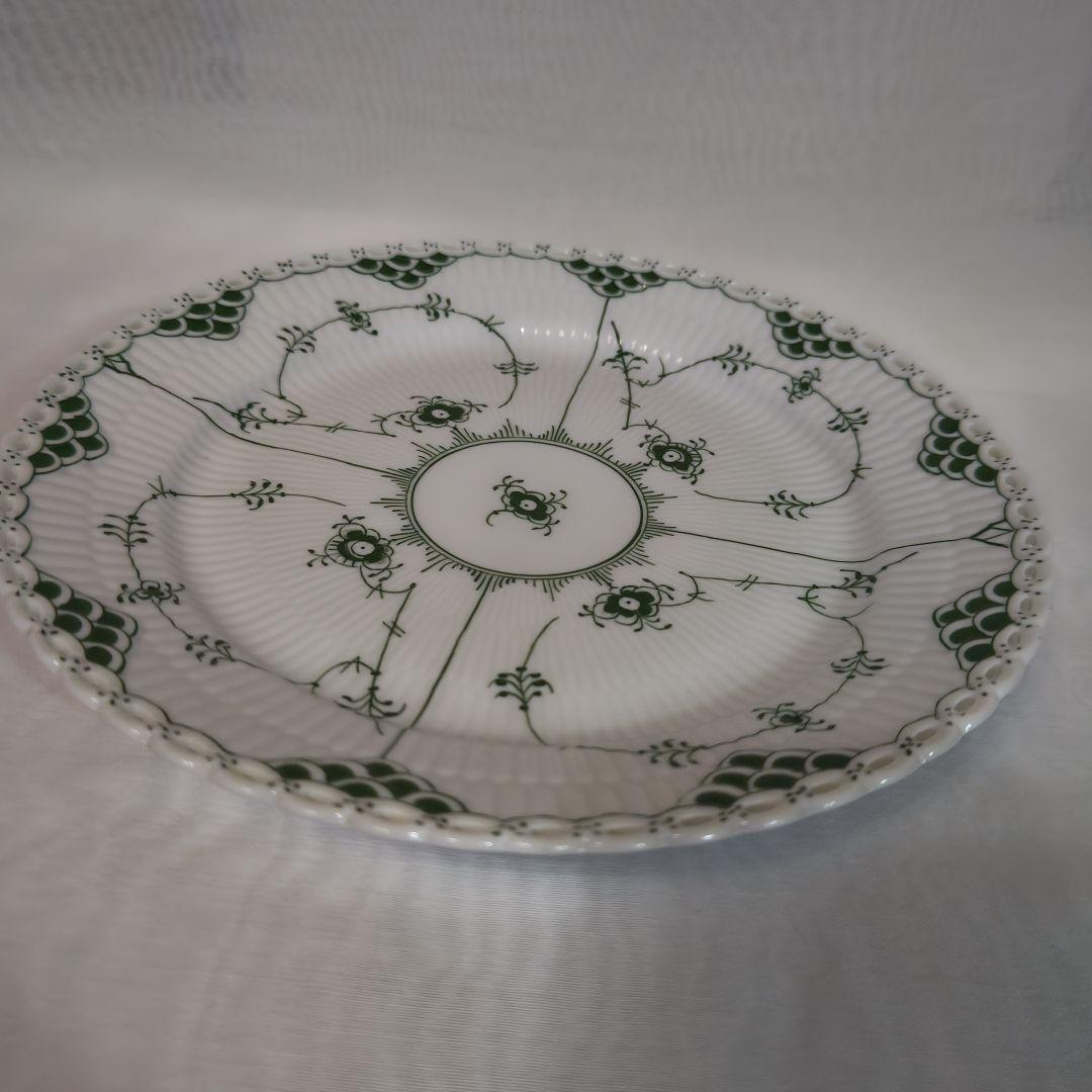 未使用 ロイヤルコペンハーゲン グリーンフルーテッド フルレース 24.5cm