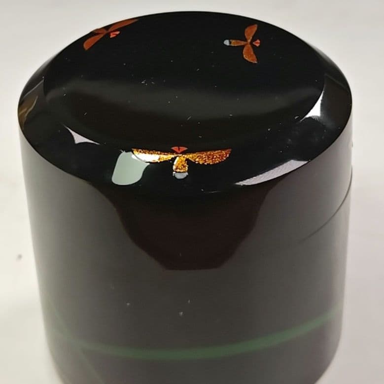 ウ206 棗『中村宗悦』『即中斎好　早苗蛍蒔絵　雪吹茶器　共箱』茶道具　漆塗