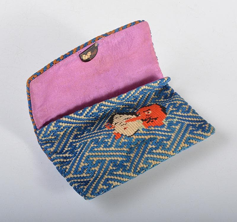 時代提げ物　唐絹　喫煙具　煙草入　煙管入　 寿雄刻　煙管　キセル　V　R4553