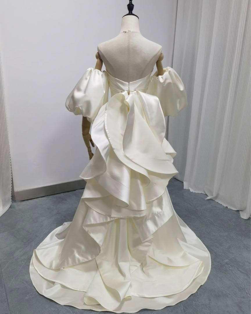 【定価6万円】3way ウェディングドレス　取り外しパフスリーブ　前撮りドレス