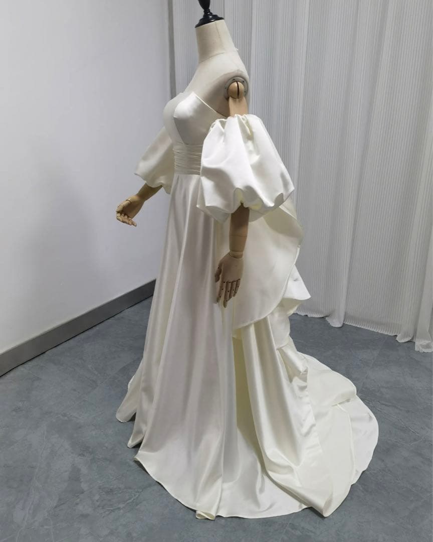 【定価6万円】3way ウェディングドレス　取り外しパフスリーブ　前撮りドレス