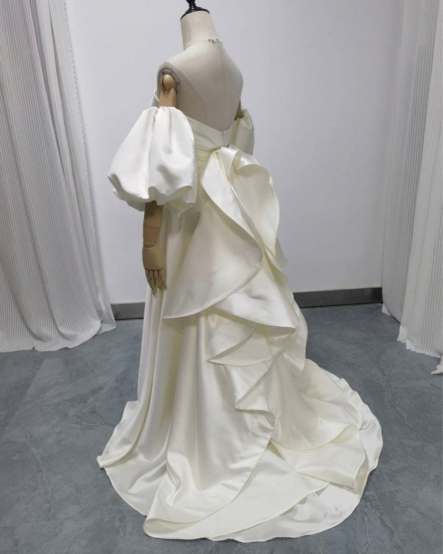 【定価6万円】3way ウェディングドレス　取り外しパフスリーブ　前撮りドレス