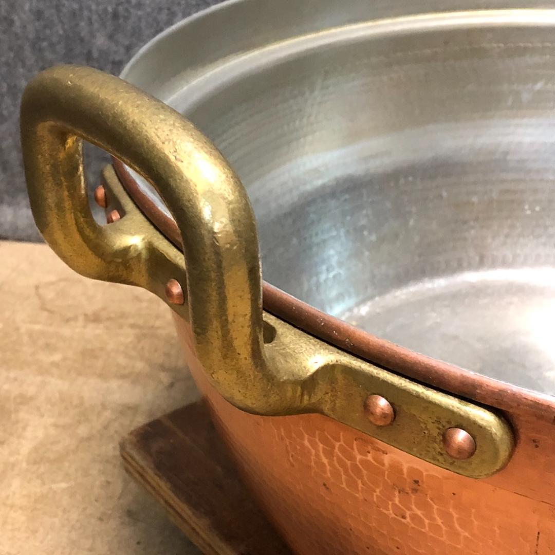 胴　54㎝大型鍋　打出料理鍋　錫引き