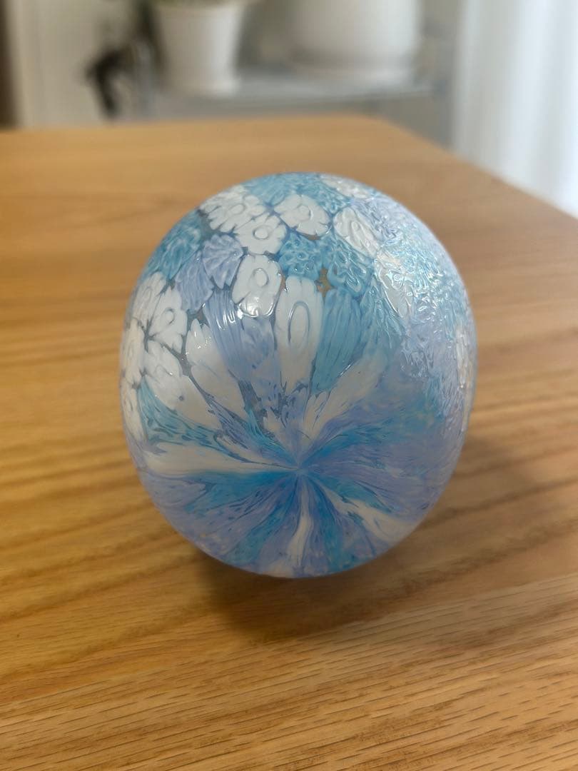 ベネチアングラス　ガラス花瓶　ブルー＆ホワイト