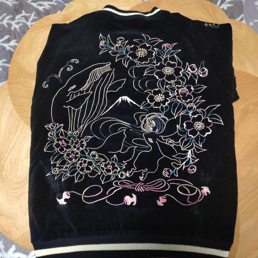 激レア　00s ちきりや 別珍スカジャン クジラうさぎ 紺 Ｌサイズ 男女兼用