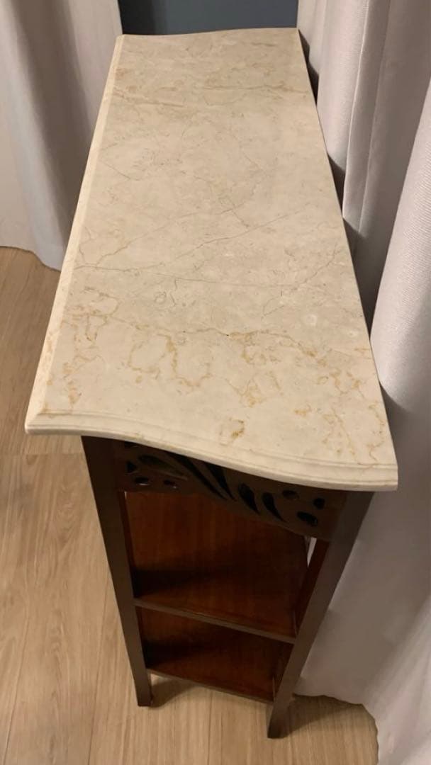 無垢マホガニー 天然大理石天板マーブルトップ棚 アンティーク