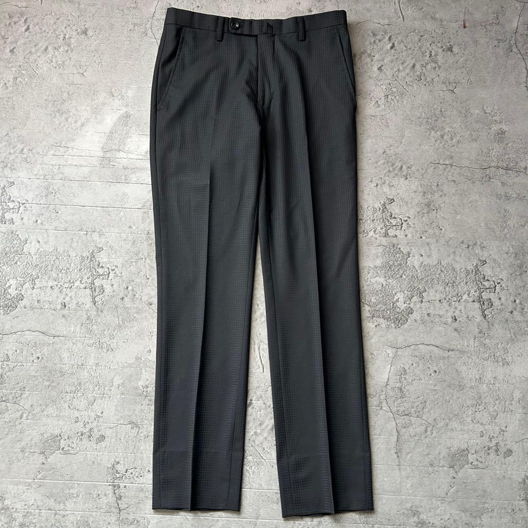 未使用級 リスペクトネロ 最高級ライン シャドウチェック 3ピース スーツ 濃紺