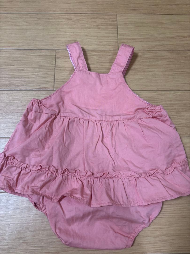 Miki House コーラルピンクロンパース S/M ミキハウス カバーオール