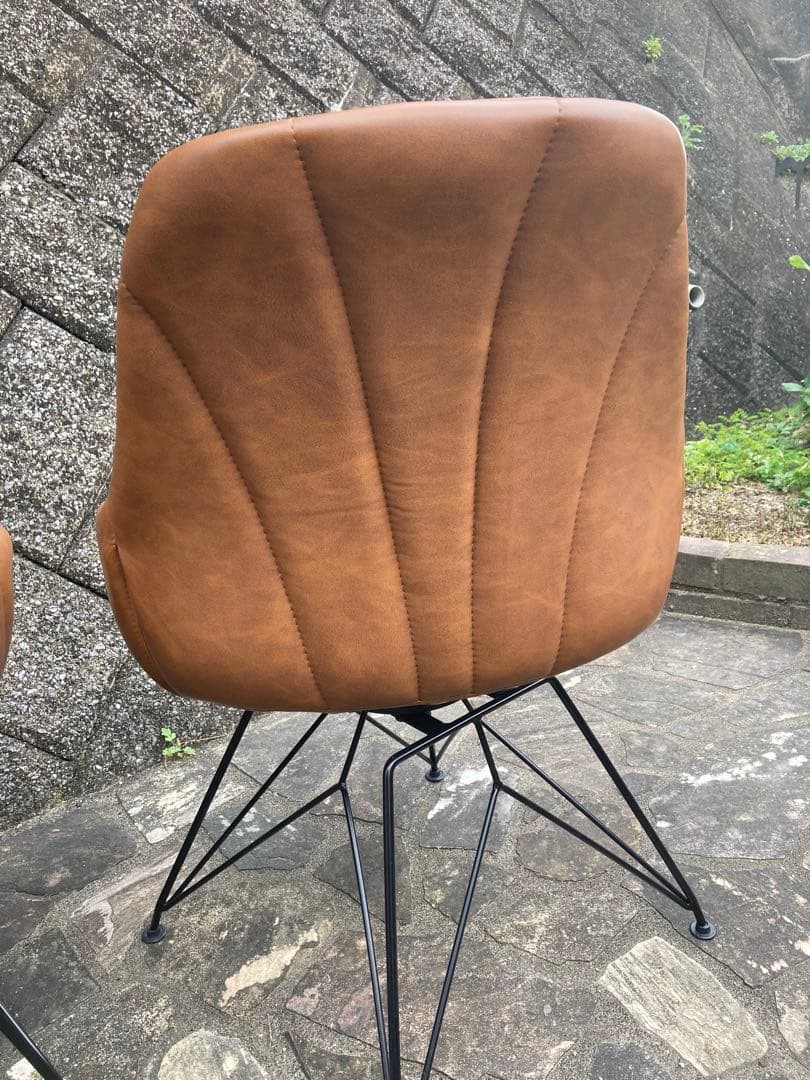 タンスのゲン回転式 ダイニングチェア 肘付 座面高45cm ブラウン　2脚セット