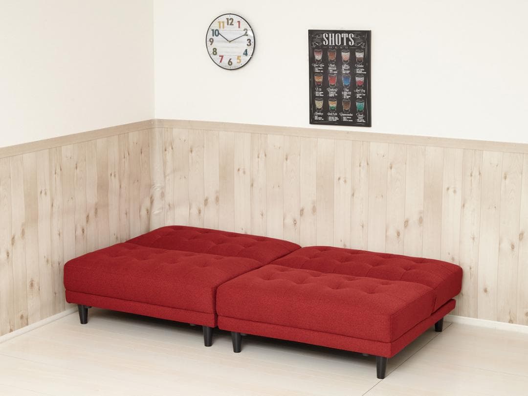 多機能 4way 離せるソファベッド レッド