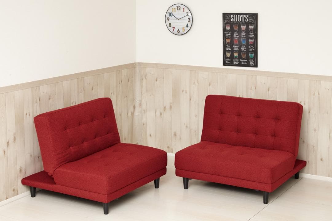 多機能 4way 離せるソファベッド レッド