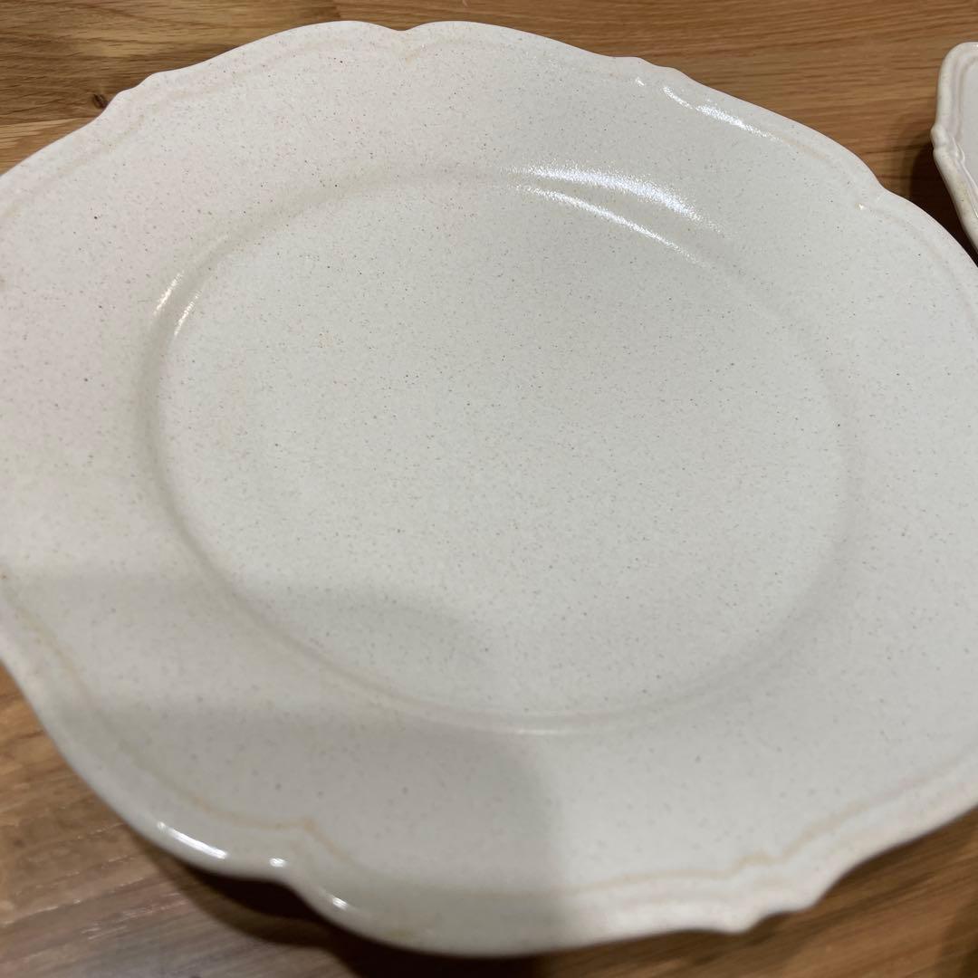 Awabi ware アワビウェア　岡本純一　輪花皿3枚セット　アイボリー