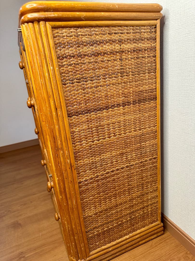 ラタンキャビネット 5段 籐家具