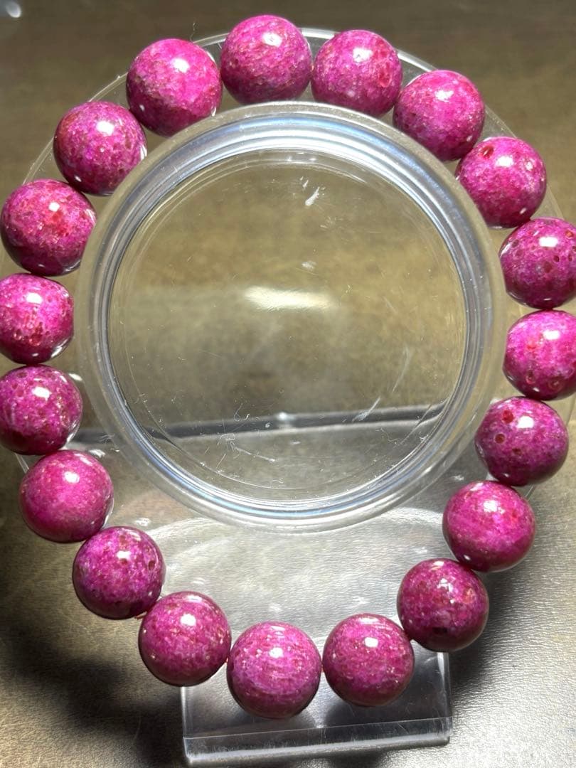 天然石ルビーブレス約10.8〜11.4㎜新品高品質「宝石の女王」一点限濃いピンク