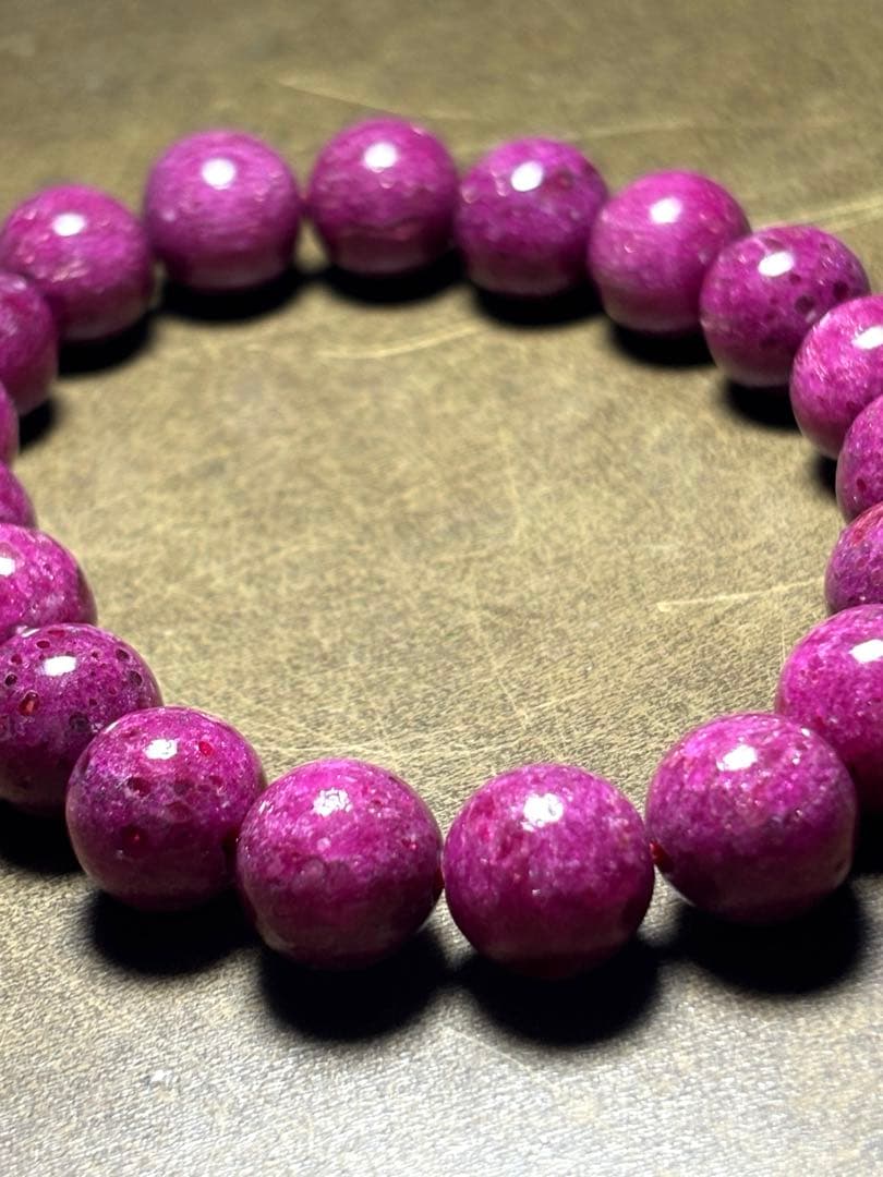 天然石ルビーブレス約10.8〜11.4㎜新品高品質「宝石の女王」一点限濃いピンク