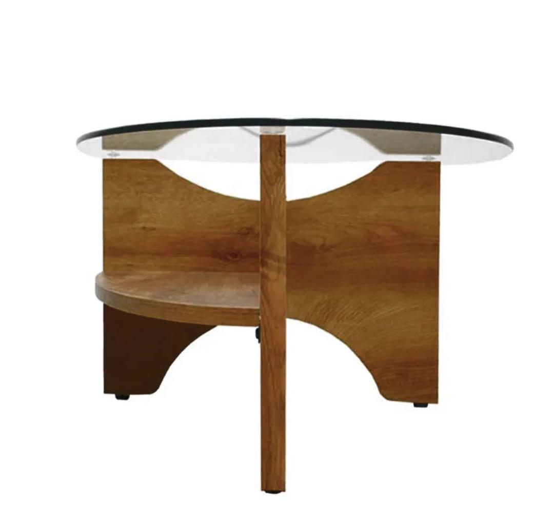 NOCE円形ガラス天板のセンターテーブル【送料込み】【組み立て不要】