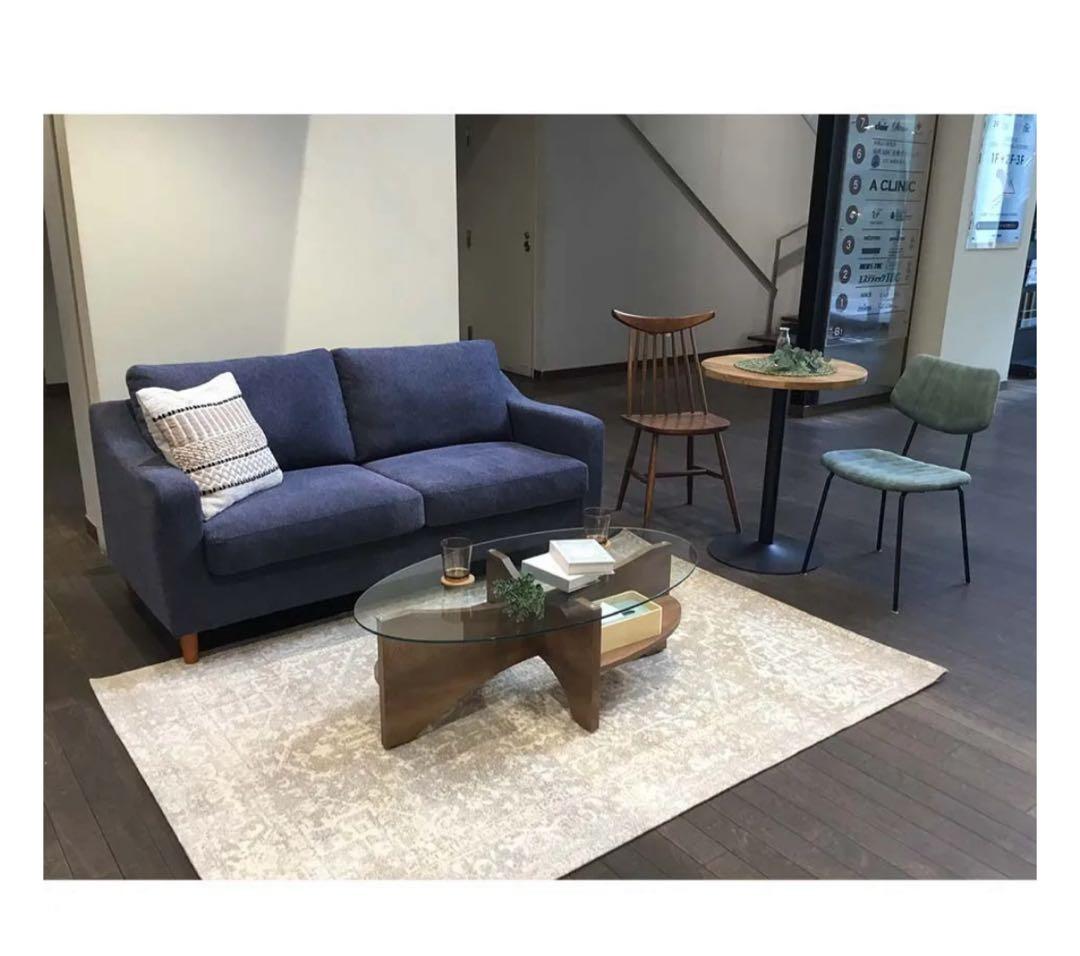 NOCE円形ガラス天板のセンターテーブル【送料込み】【組み立て不要】