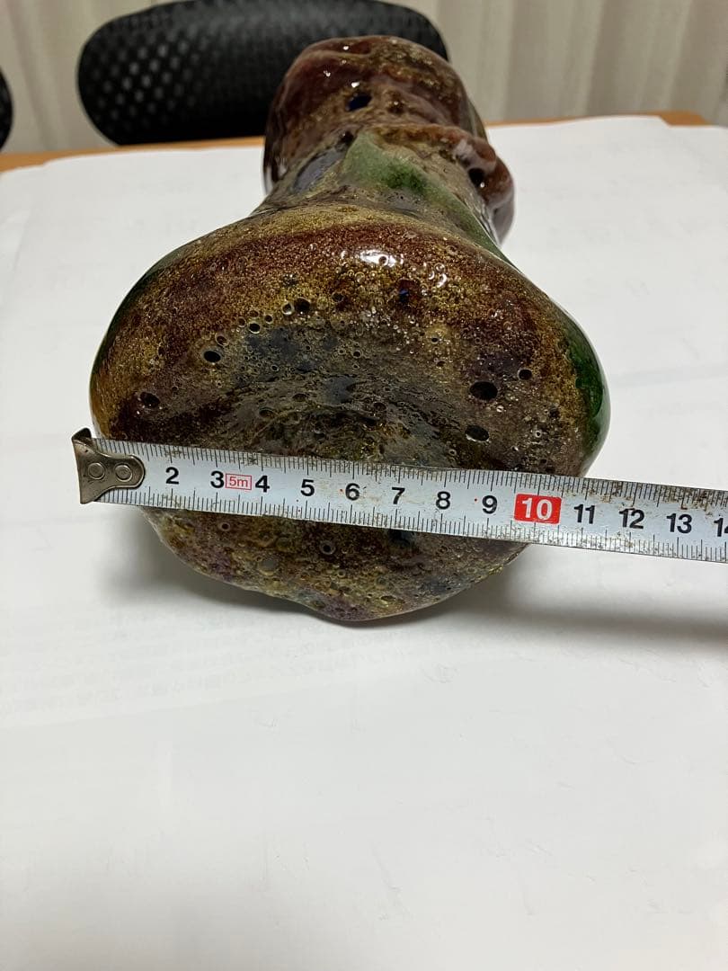 沖縄　琉球ガラス　【故】稲嶺盛吉作　花瓶　宙吹ガラス工房虹　現代の名工
