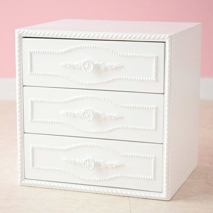 美品　チェスト　完成品　木製　姫系　プリンセス　ロマプリ　3段　白　ホワイト