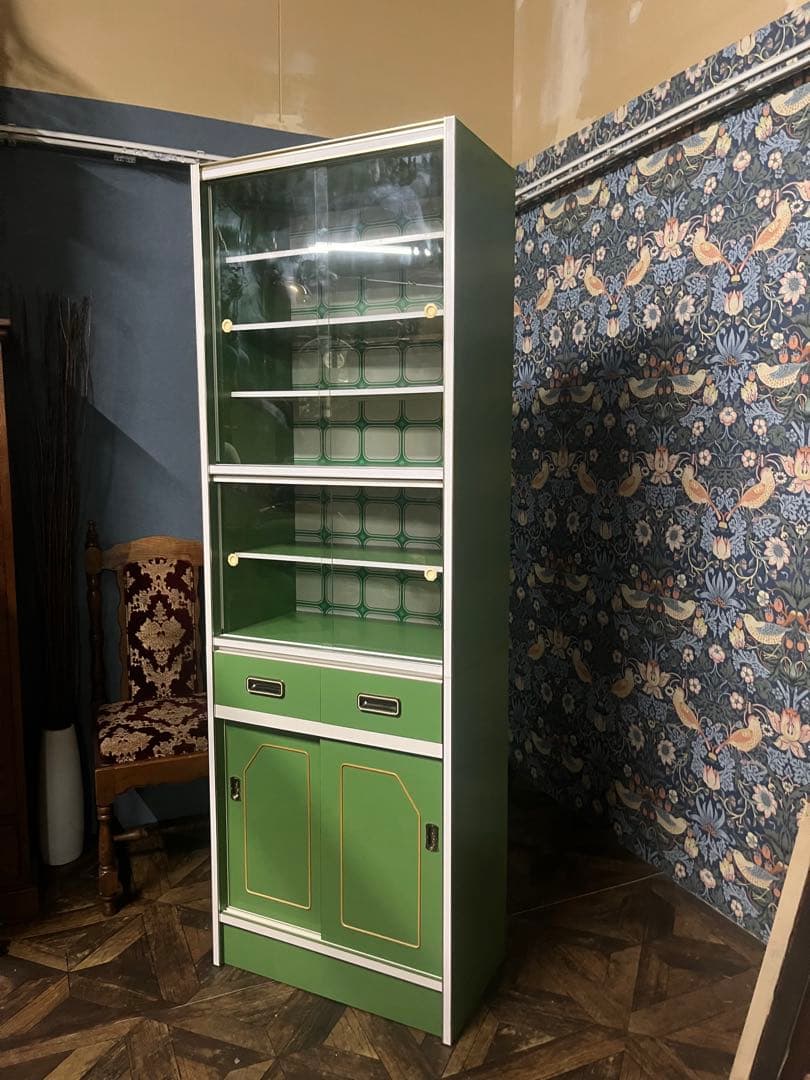 食器棚 レトロポップ 昭和レトロ インテリア 水屋 飾り棚 当時物