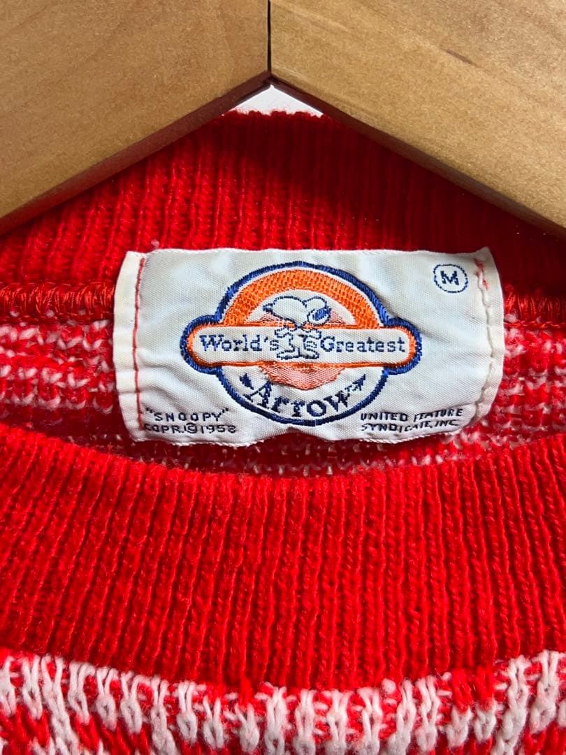 70s ARROW スヌーピー ジャガード アクリル ニットセーター レアカラー
