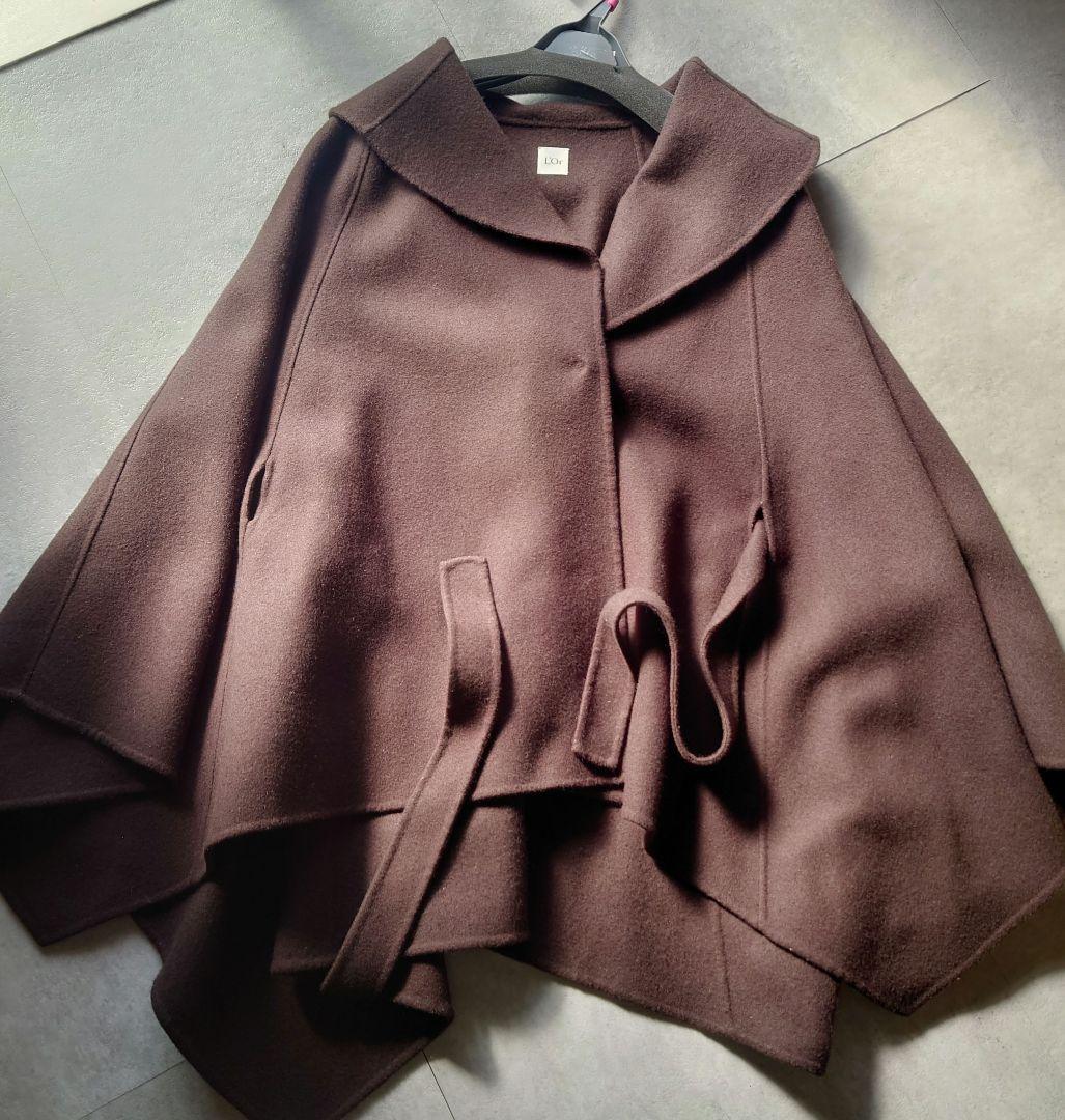 L'Or Irregular hem Cape Coat　ケープコート