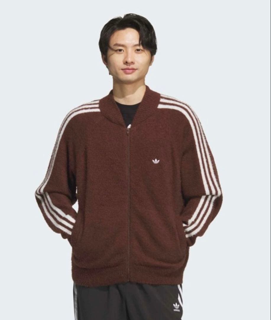現行 adidas トラックジャケット ニット カーディガン ブラウン S