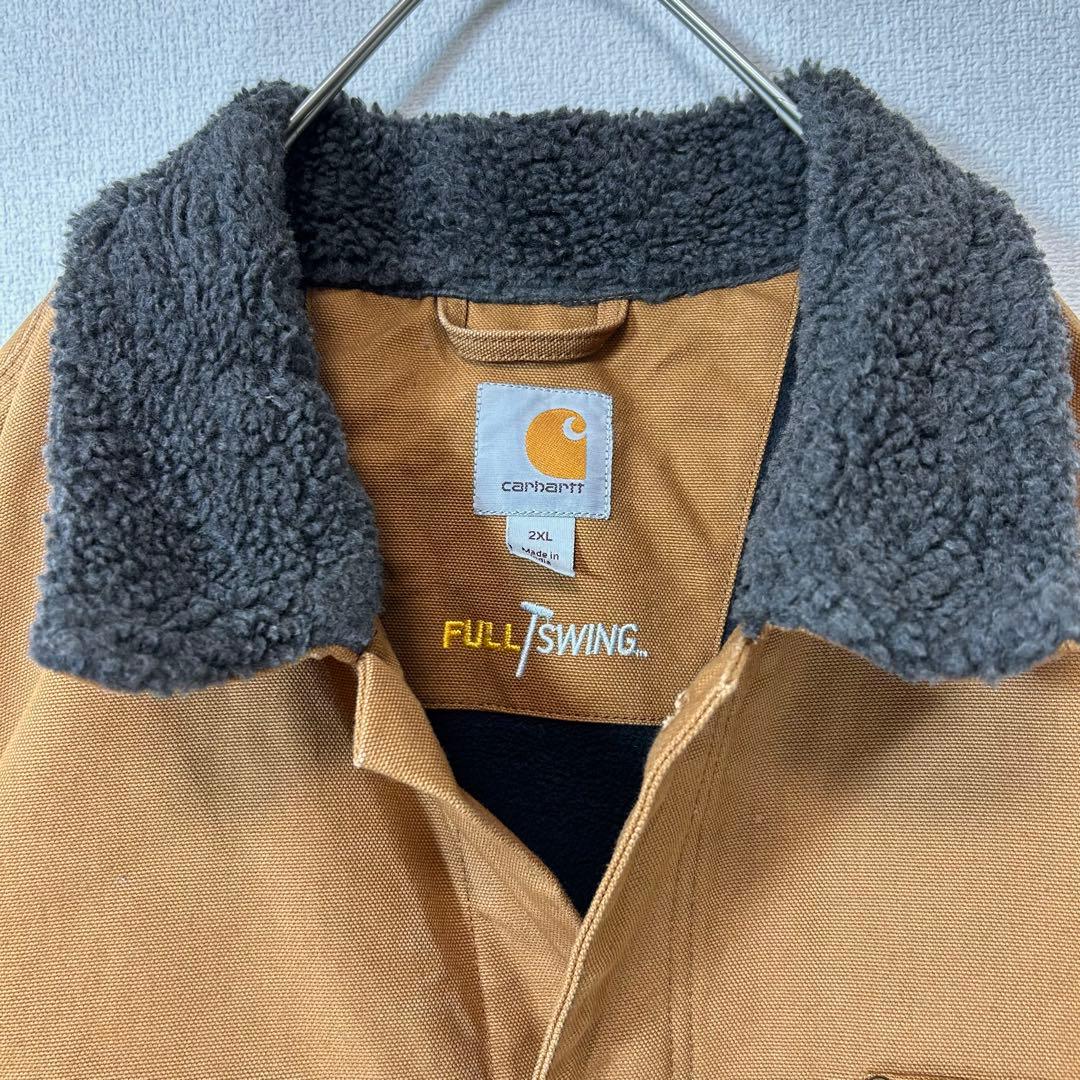 カーハートチョアコートC1093フルスウィング茶キャメルロゴ3XL大アメリカ古着