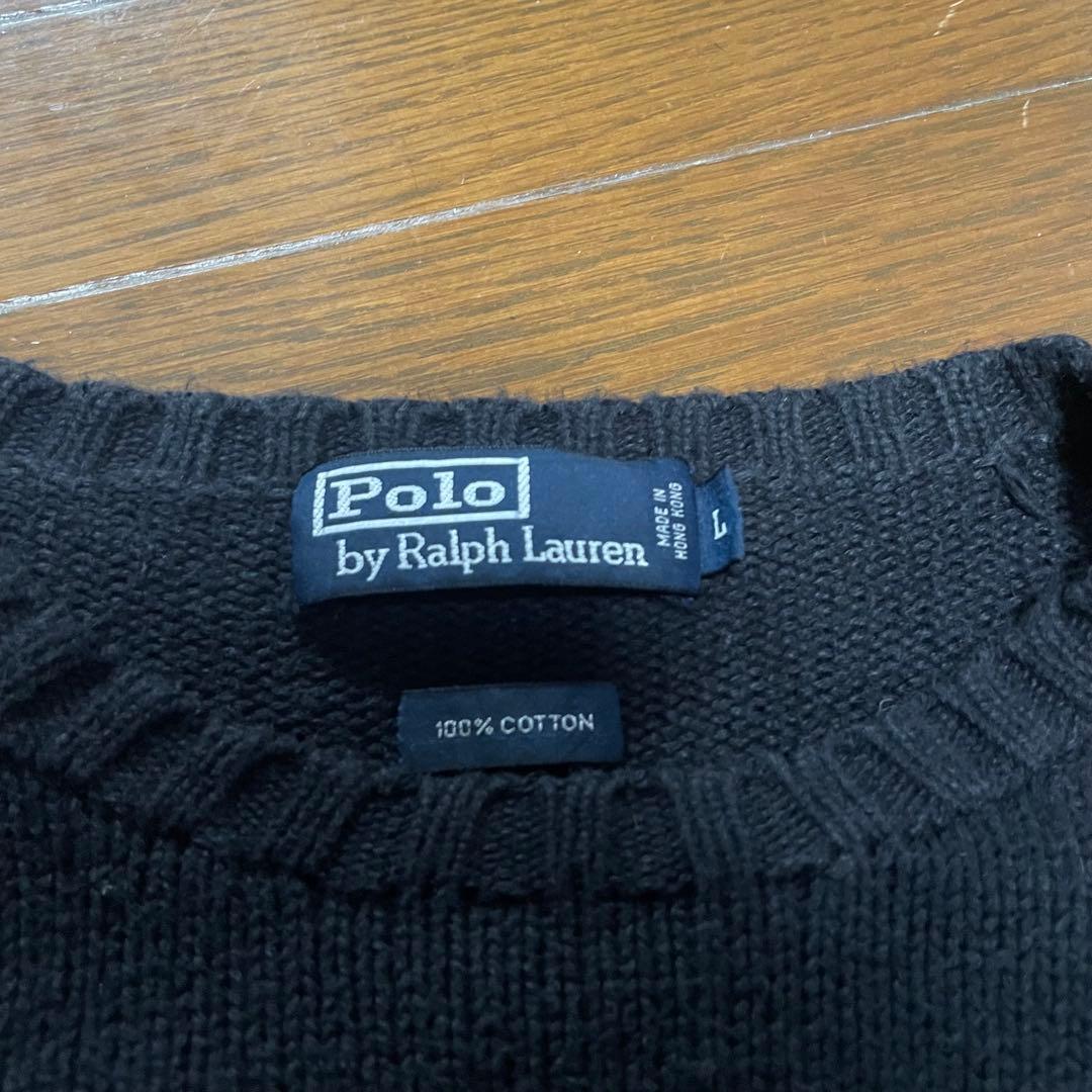 90s ポロ ラルフ ローレン コットンニット　ワンポイント　ブラック