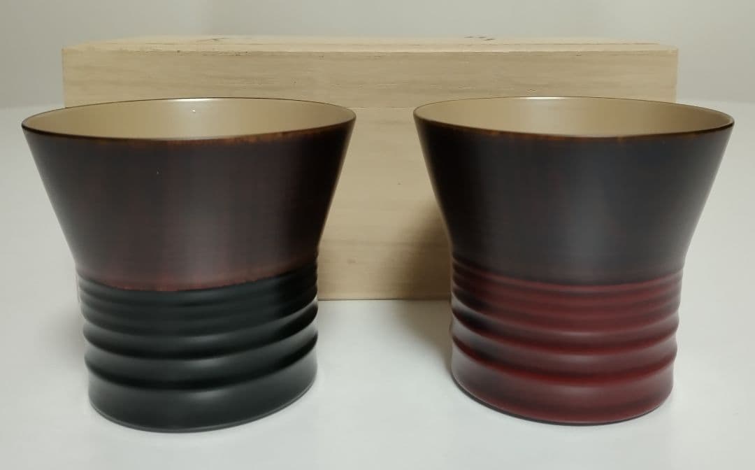 京都　平安象彦　波文筋ショートカップ　2客