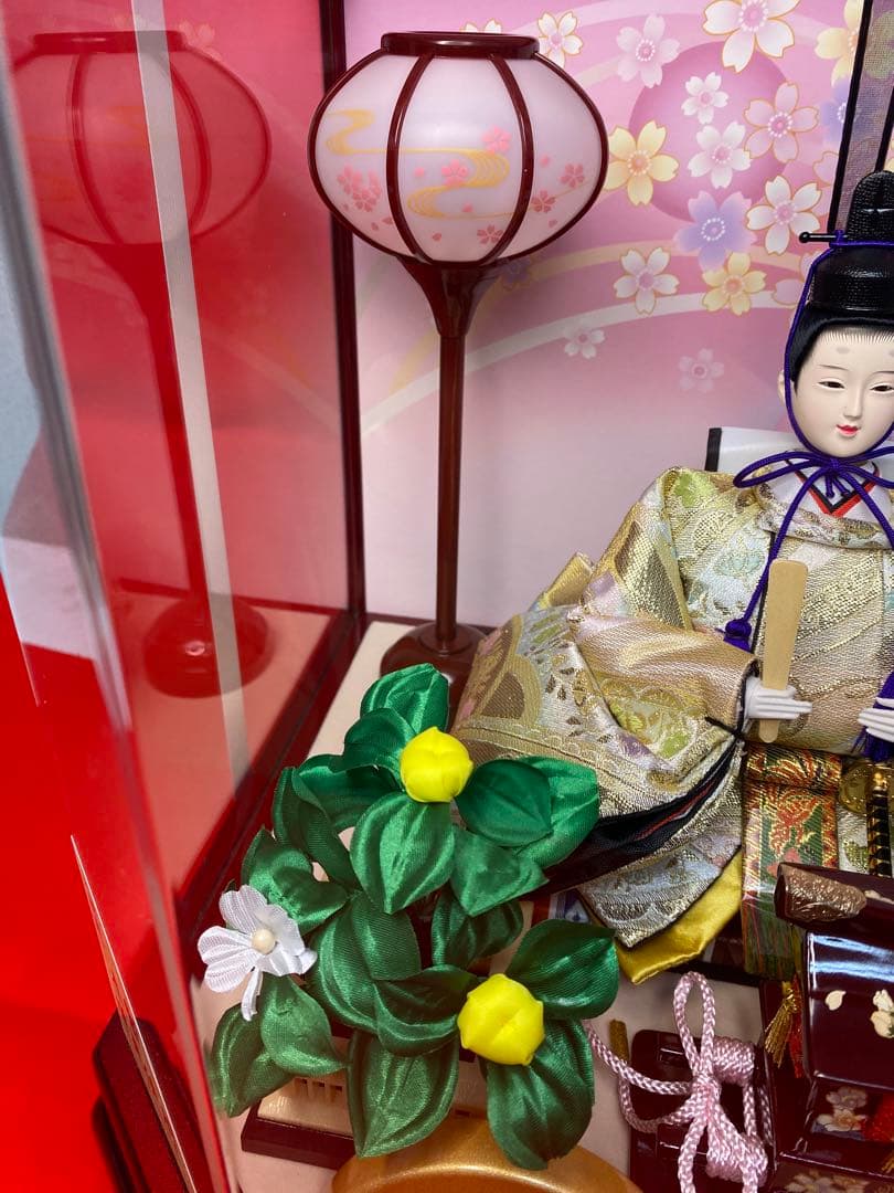 東京久月　雛人形アクリルケース入り親王飾り・間口約５６×奥行約３１×高さ約３４㎝