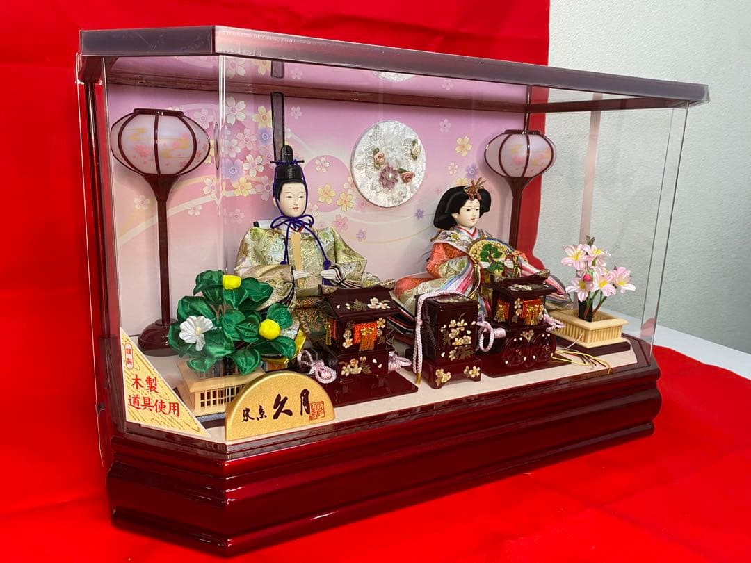 東京久月　雛人形アクリルケース入り親王飾り・間口約５６×奥行約３１×高さ約３４㎝