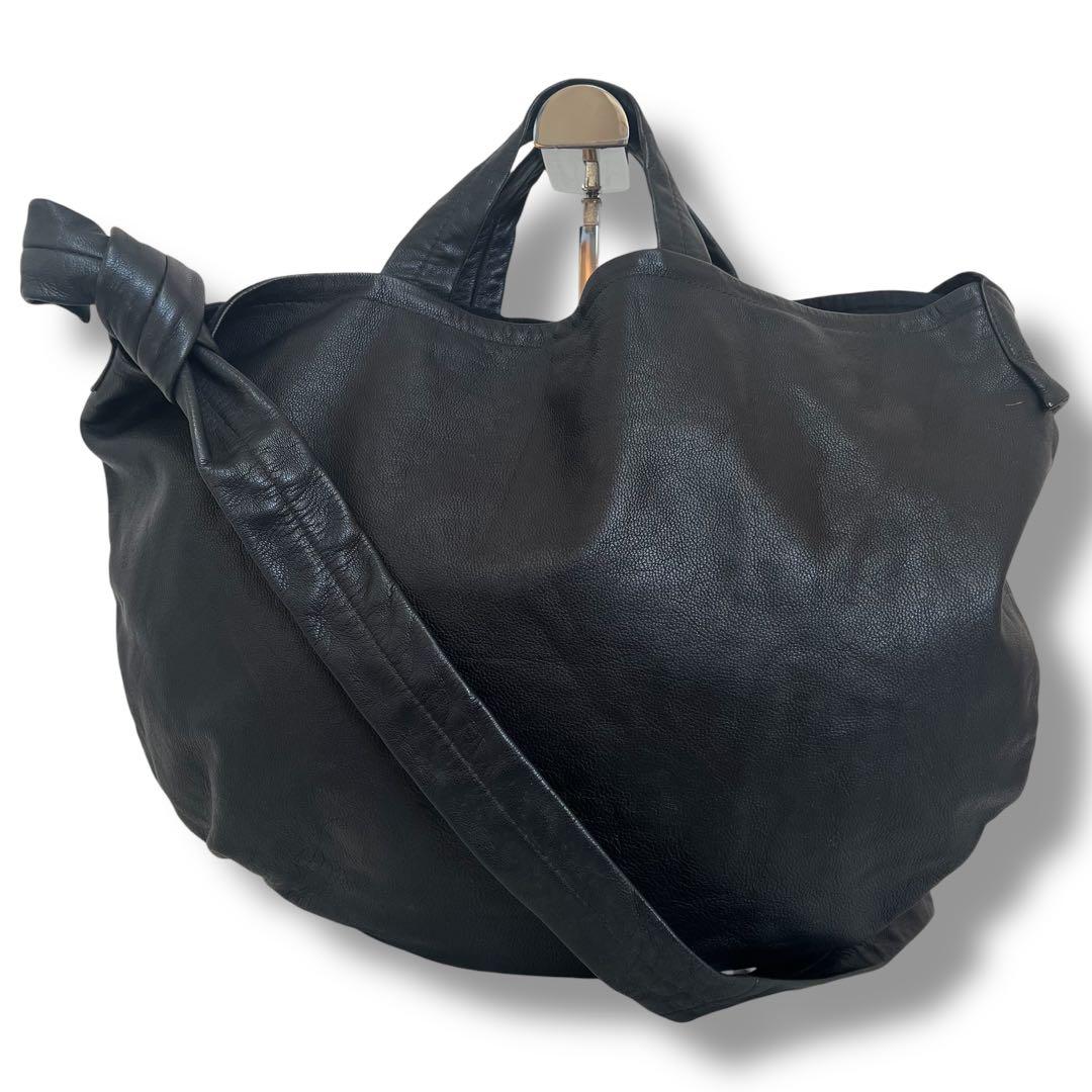 美品 REN ショルダーバッグ 2WAY 山羊革 ブラック BARE A4収納可