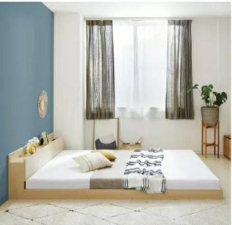 ダブル 棚コンセント付き ローベッド フロベッド オークホワイト 4-12