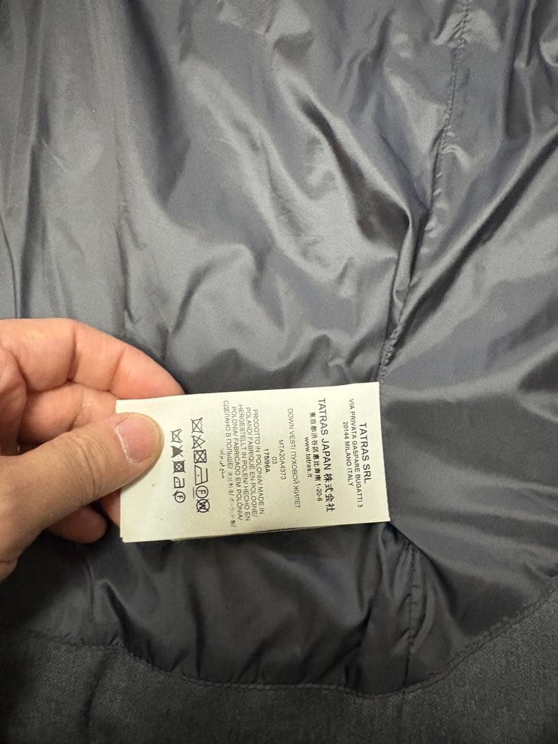 タトラス　SOVER ダウンベスト　グレー　3 美品　ウール　モンクレール好きに